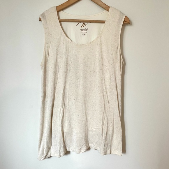 Miraclebody Miraclesuit Linen Blend Shapewear Tank Top Cream Lagenlook Coastal - Picture 1 of 7